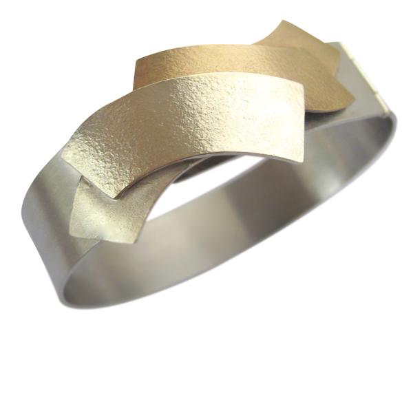 artistieke armband rvs zilver brons - armband; edelstaal, zilver, brons