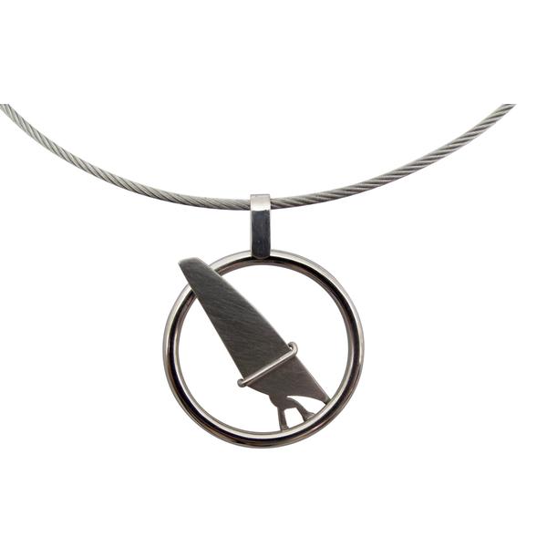 Ketting met windsurfer in 14 krt wit goud -